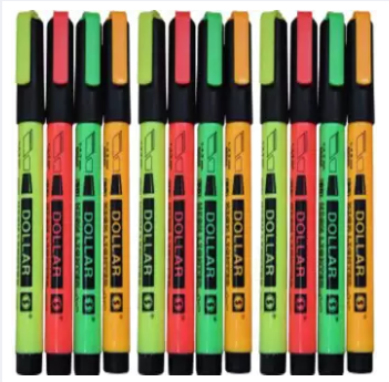 Dollar Highlighter Marker or Fluorescent Highlighter Pen Multicolor 12 Pcs