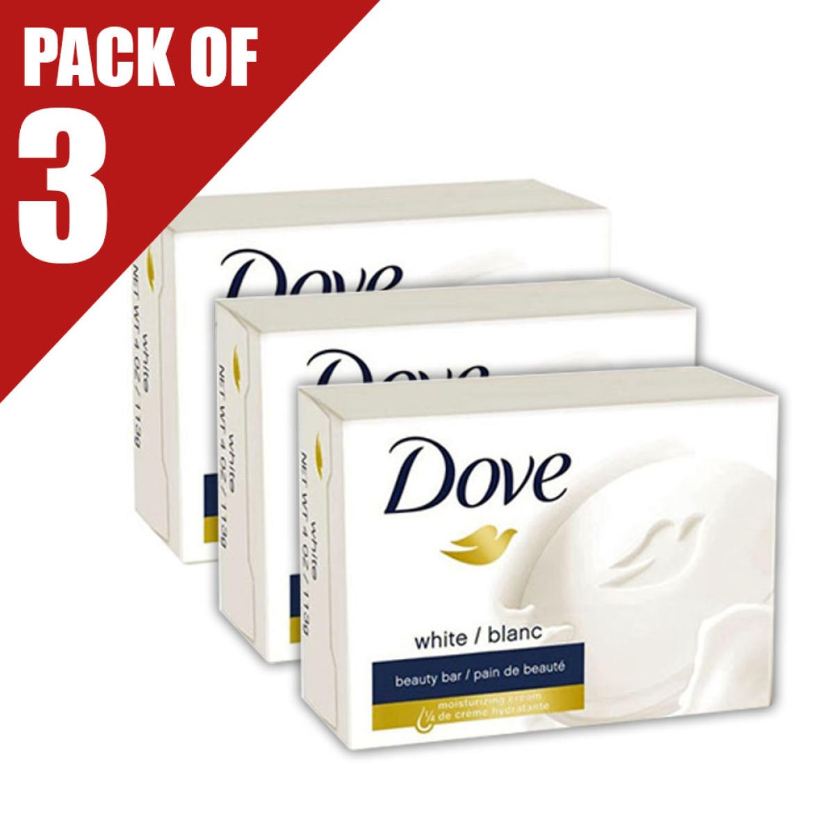 Dove White/Blanc Soap Pack of 3