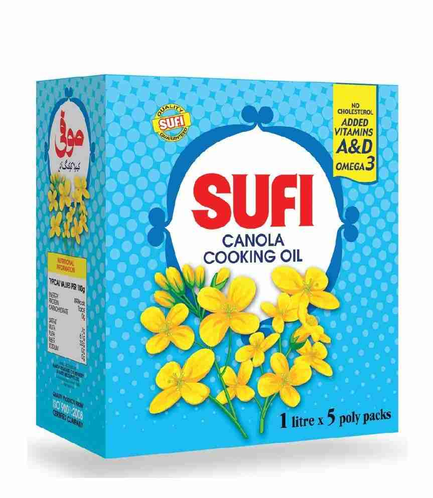 Sufi Canola Cooking Oil 1Litre - Pack of 5 Buy